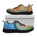 Trippy Fractal Print Black Running Shoes