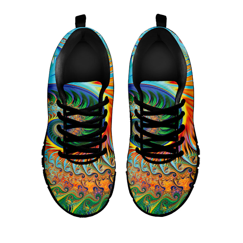 Trippy Fractal Print Black Sneakers