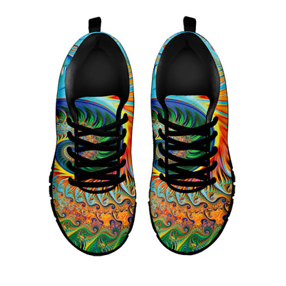 Trippy Fractal Print Black Sneakers