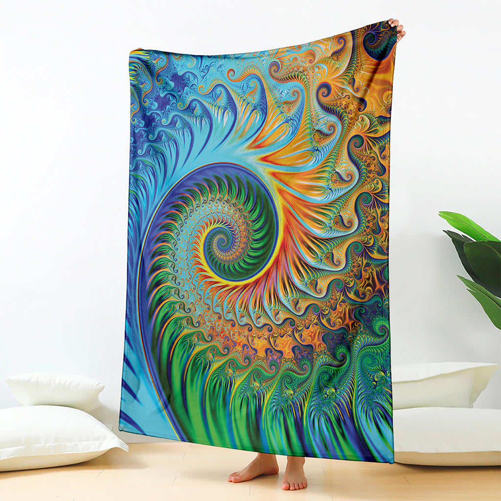 Trippy Fractal Print Blanket