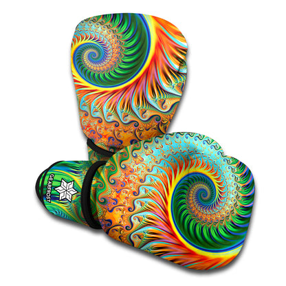 Trippy Fractal Print Boxing Gloves