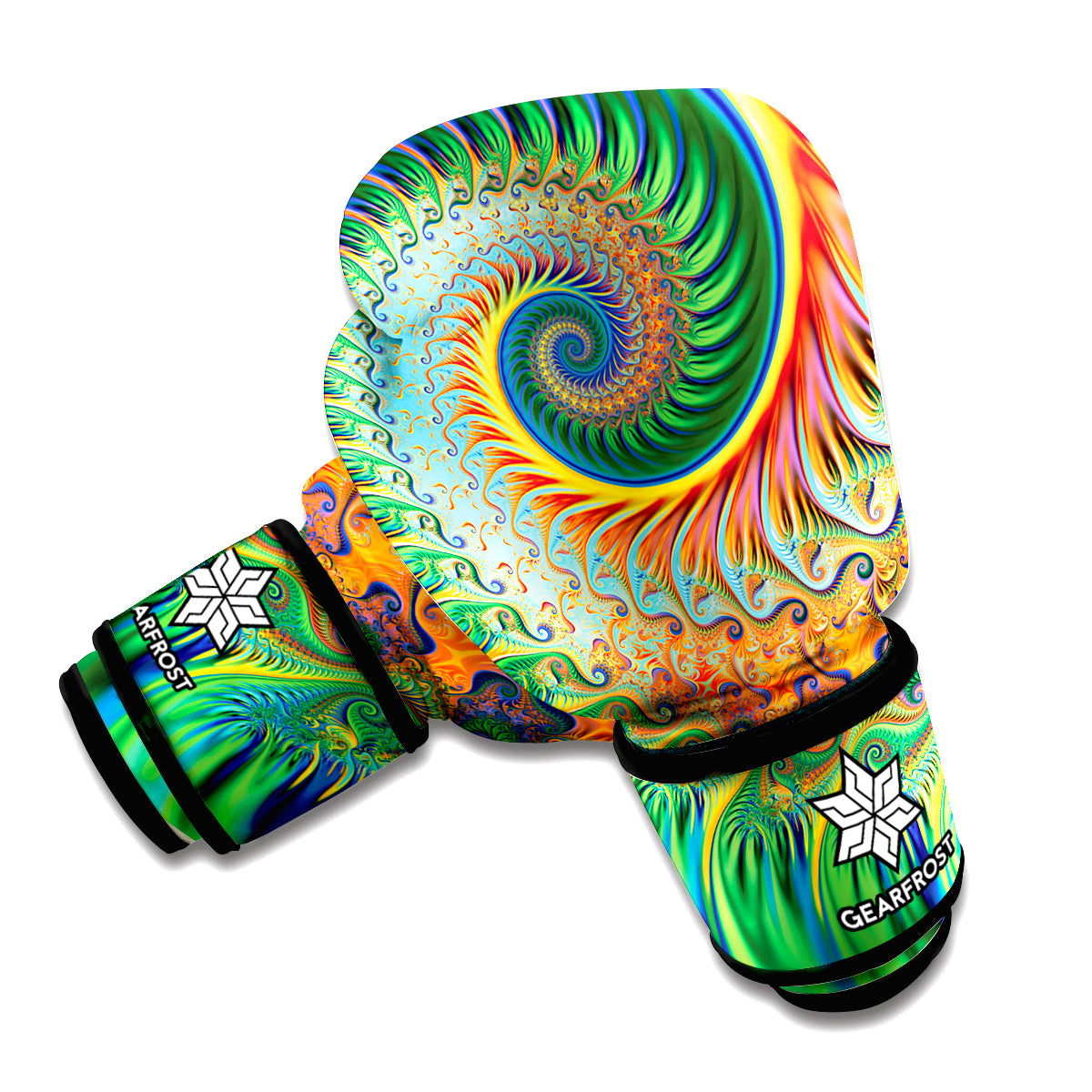 Trippy Fractal Print Boxing Gloves