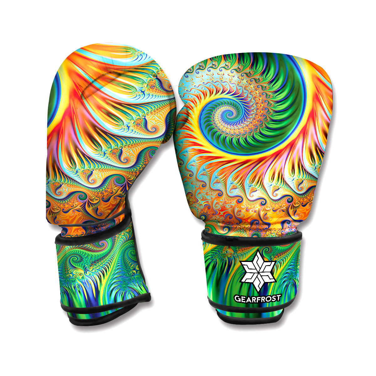 Trippy Fractal Print Boxing Gloves
