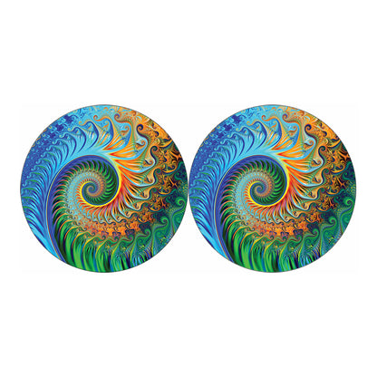 Trippy Fractal Print Car Coasters