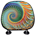 Trippy Fractal Print Car Headrest Covers