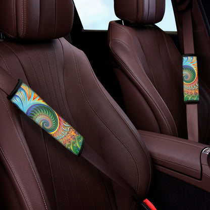 Trippy Fractal Print Car Seat Belt Covers