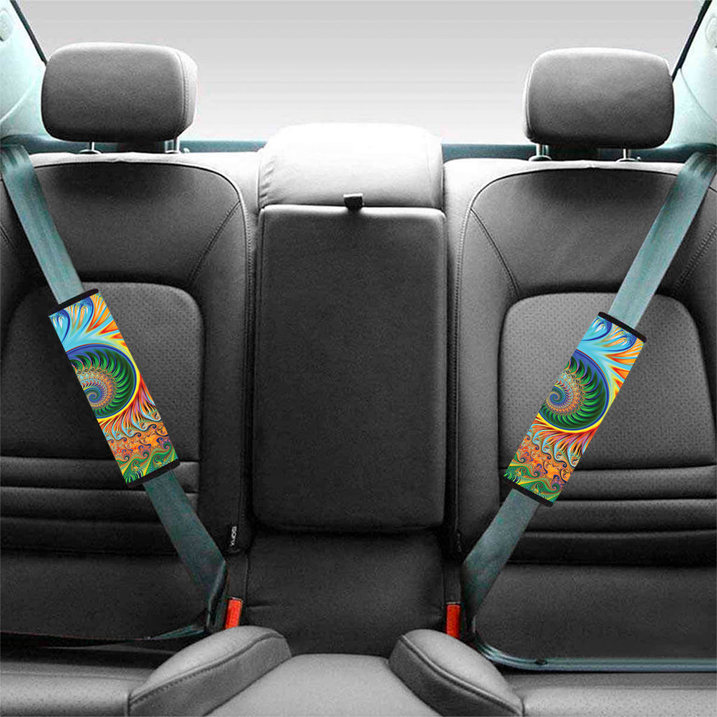 Trippy Fractal Print Car Seat Belt Covers