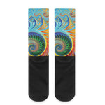 Trippy Fractal Print Crew Socks