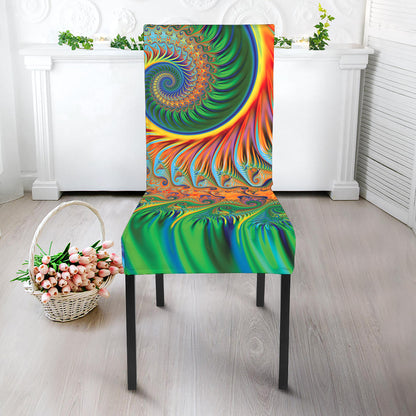 Trippy Fractal Print Dining Chair Slipcover