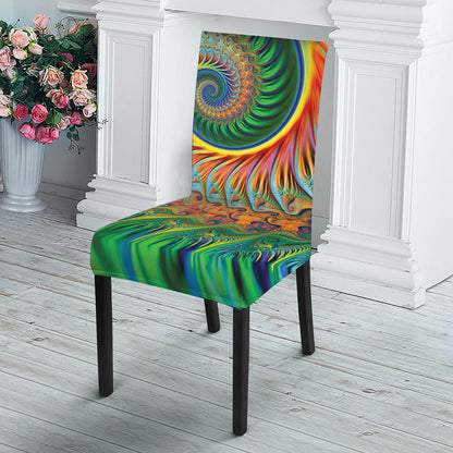 Trippy Fractal Print Dining Chair Slipcover