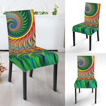 Trippy Fractal Print Dining Chair Slipcover