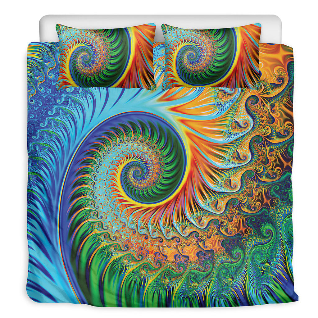 Trippy Fractal Print Duvet Cover Bedding Set