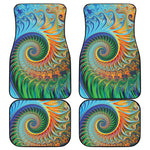 Trippy Fractal Print Front and Back Car Floor Mats