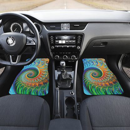 Trippy Fractal Print Front and Back Car Floor Mats