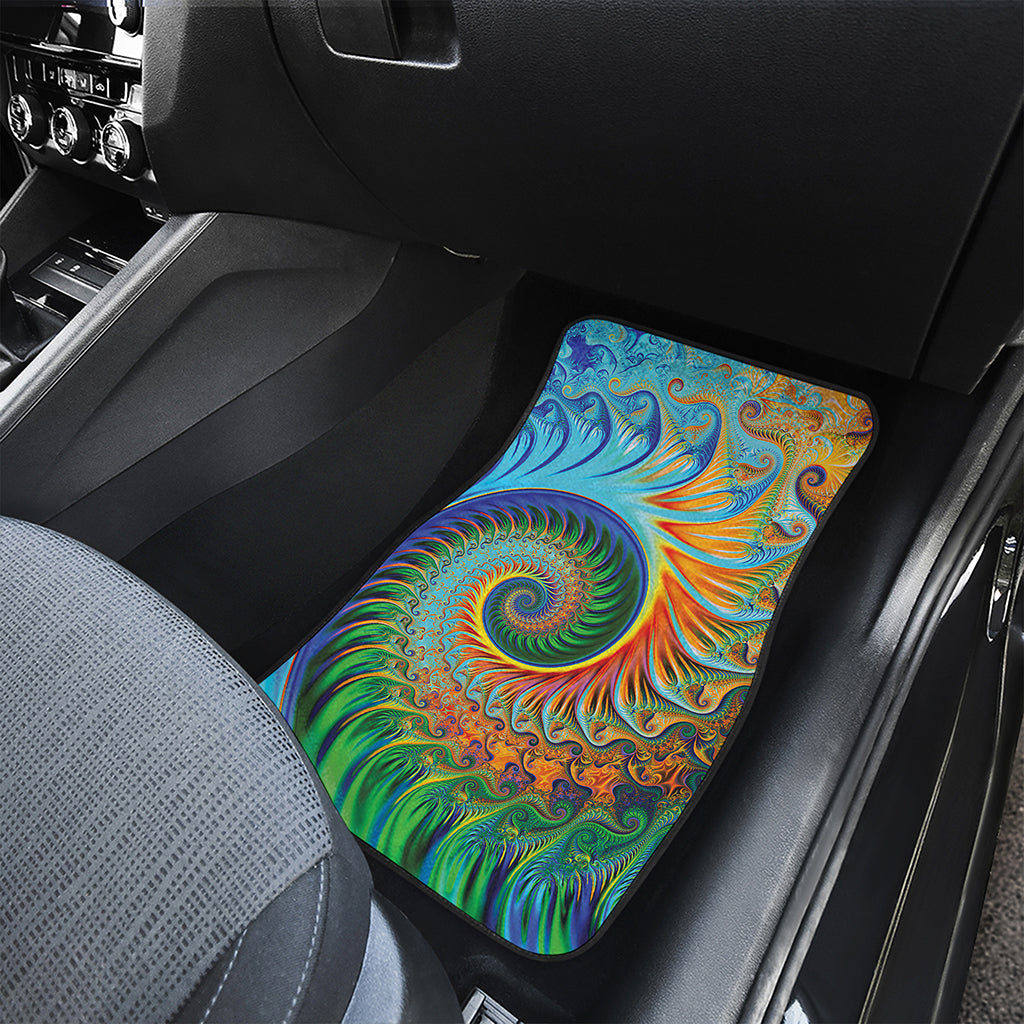 Trippy Fractal Print Front and Back Car Floor Mats