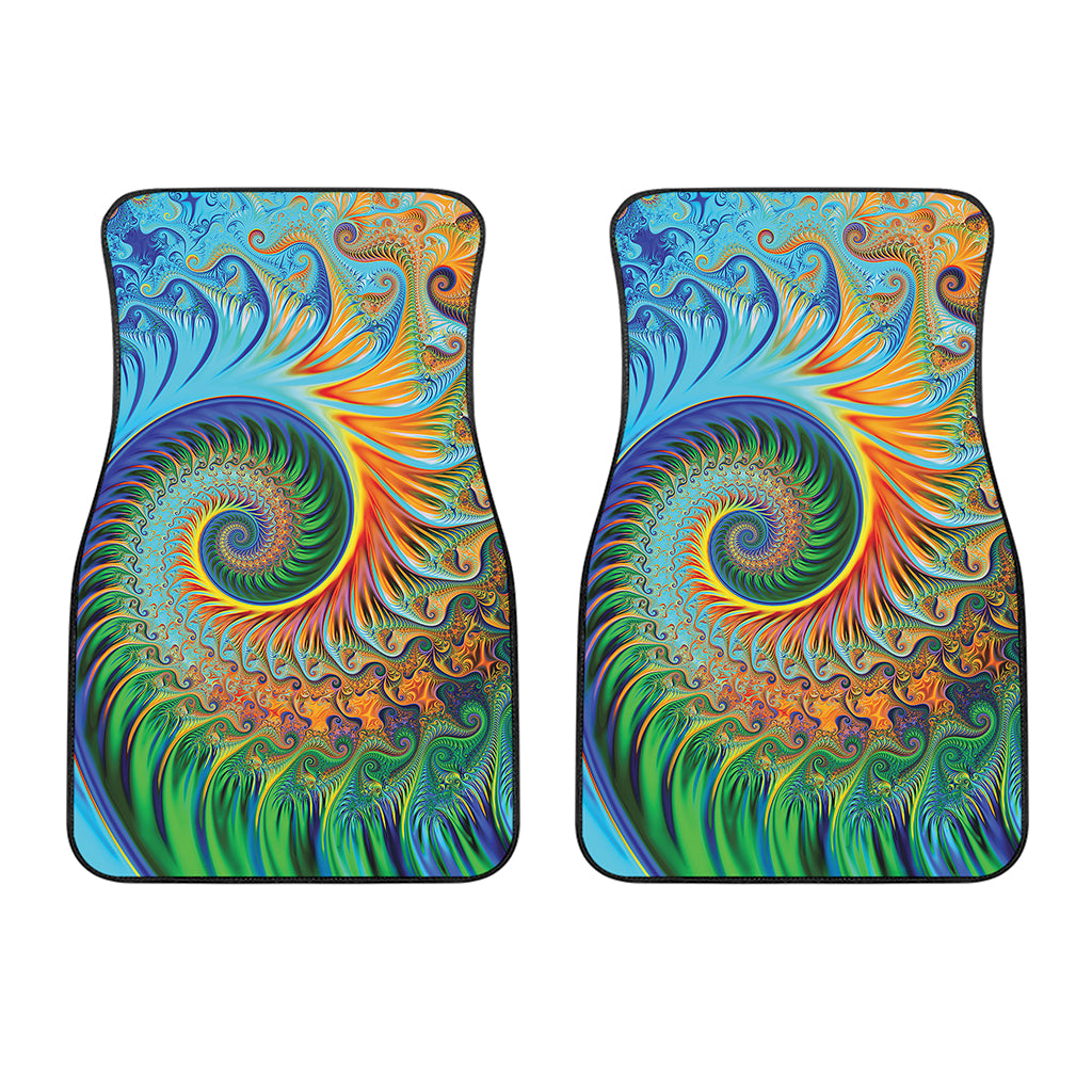 Trippy Fractal Print Front Car Floor Mats