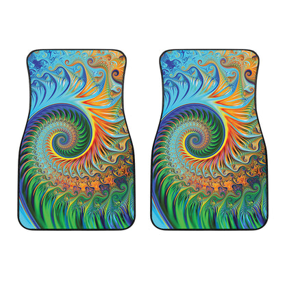 Trippy Fractal Print Front Car Floor Mats