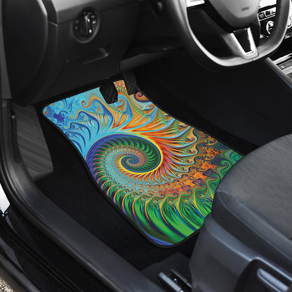 Trippy Fractal Print Front Car Floor Mats