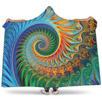 Trippy Fractal Print Hooded Blanket