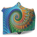 Trippy Fractal Print Hooded Blanket