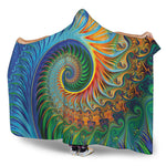 Trippy Fractal Print Hooded Blanket