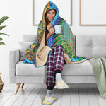 Trippy Fractal Print Hooded Blanket