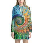 Trippy Fractal Print Hoodie Dress