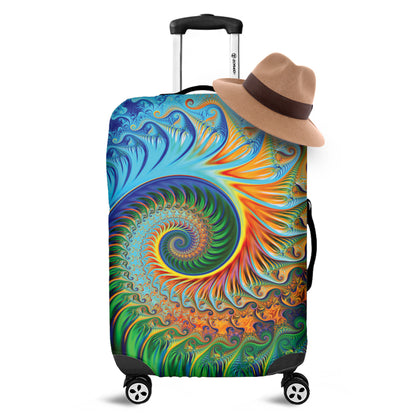 Trippy Fractal Print Luggage Cover