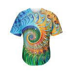 Trippy Fractal Print Men's Baseball Jersey