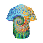 Trippy Fractal Print Men's Baseball Jersey