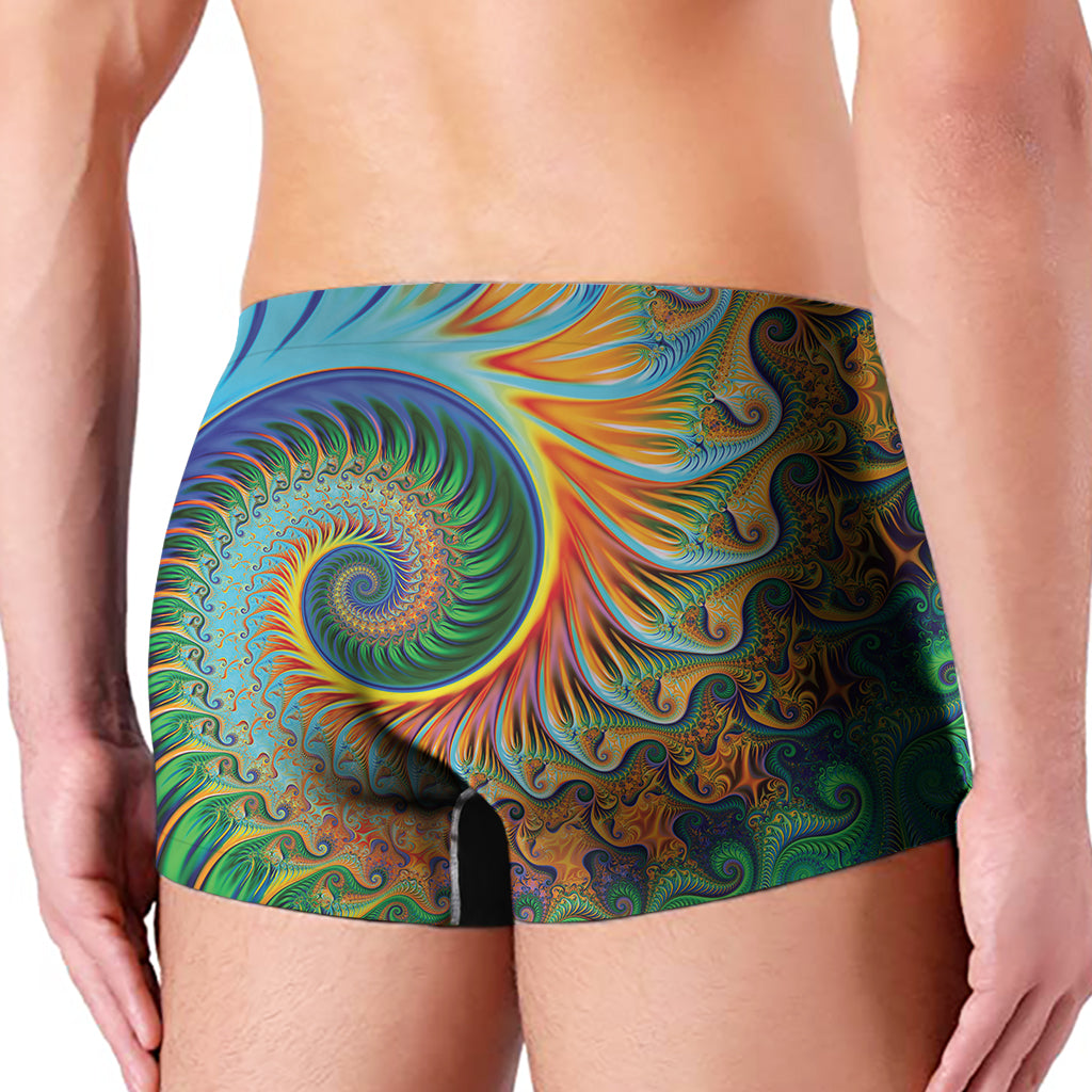 Trippy Fractal Print Men's Boxer Briefs