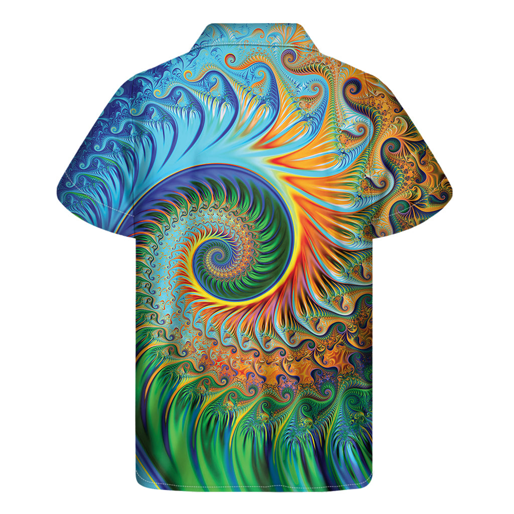 Trippy Fractal Print Men's Short Sleeve Shirt