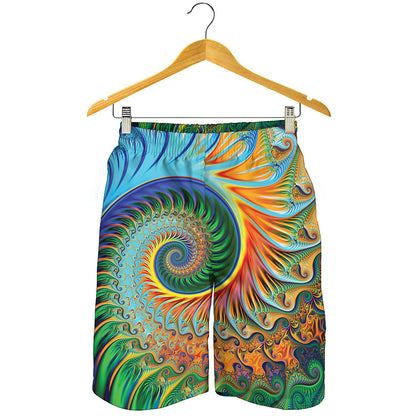 Trippy Fractal Print Men's Shorts