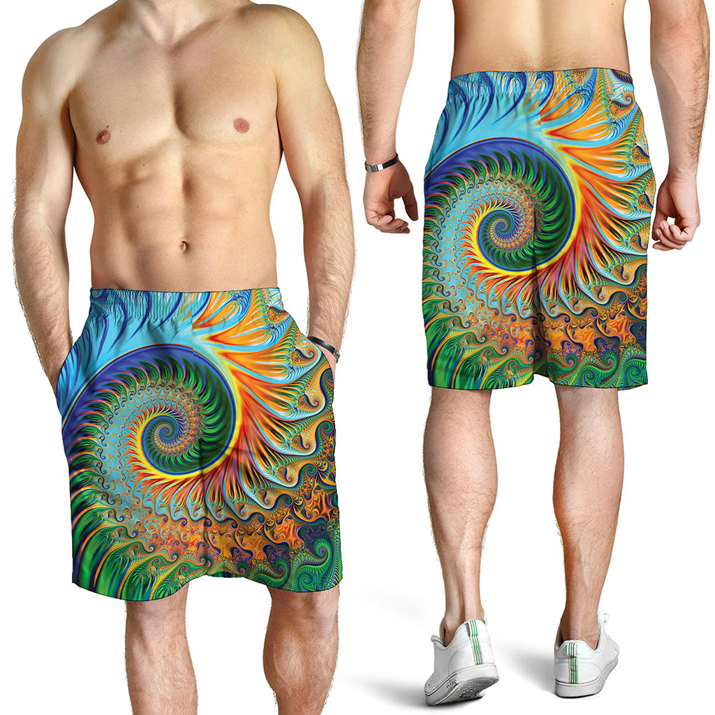 Trippy Fractal Print Men's Shorts