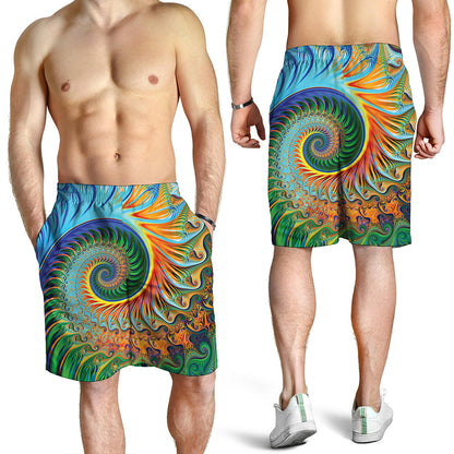Trippy Fractal Print Men's Shorts