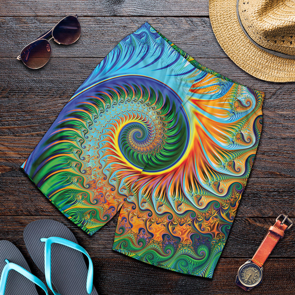 Trippy Fractal Print Men's Shorts
