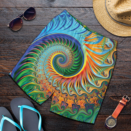 Trippy Fractal Print Men's Shorts