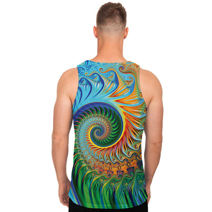 Trippy Fractal Print Men's Tank Top