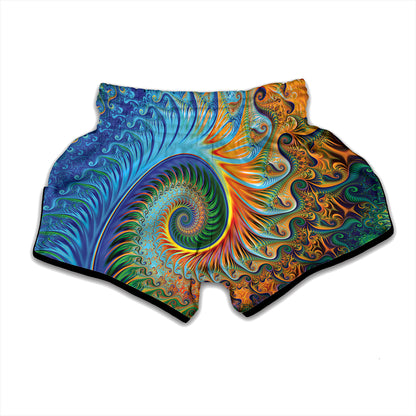 Trippy Fractal Print Muay Thai Boxing Shorts