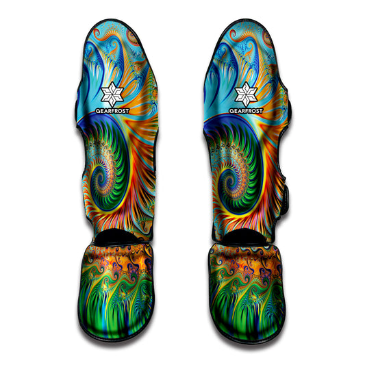Trippy Fractal Print Muay Thai Shin Guard