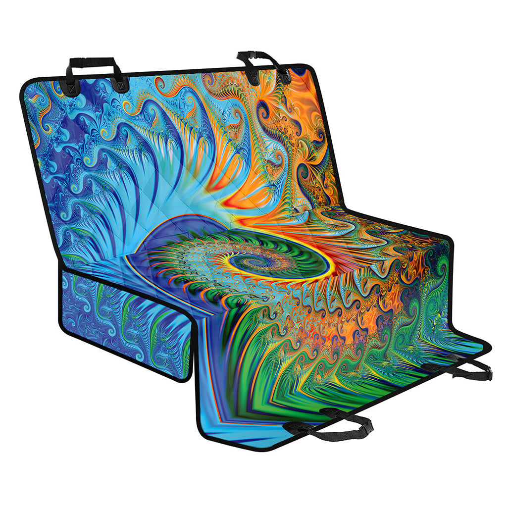 Trippy Fractal Print Pet Car Back Seat Cover