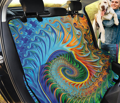 Trippy Fractal Print Pet Car Back Seat Cover