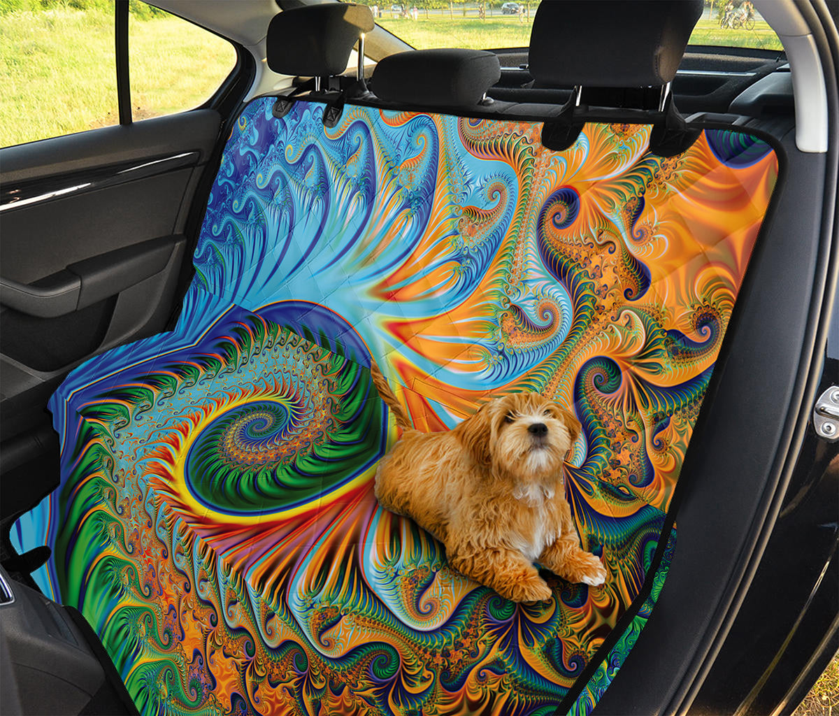 Trippy Fractal Print Pet Car Back Seat Cover