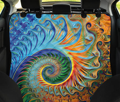 Trippy Fractal Print Pet Car Back Seat Cover