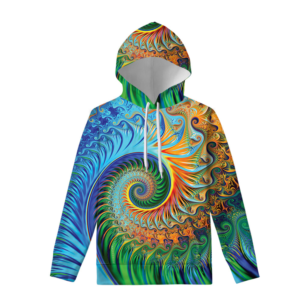 Trippy Fractal Print Pullover Hoodie