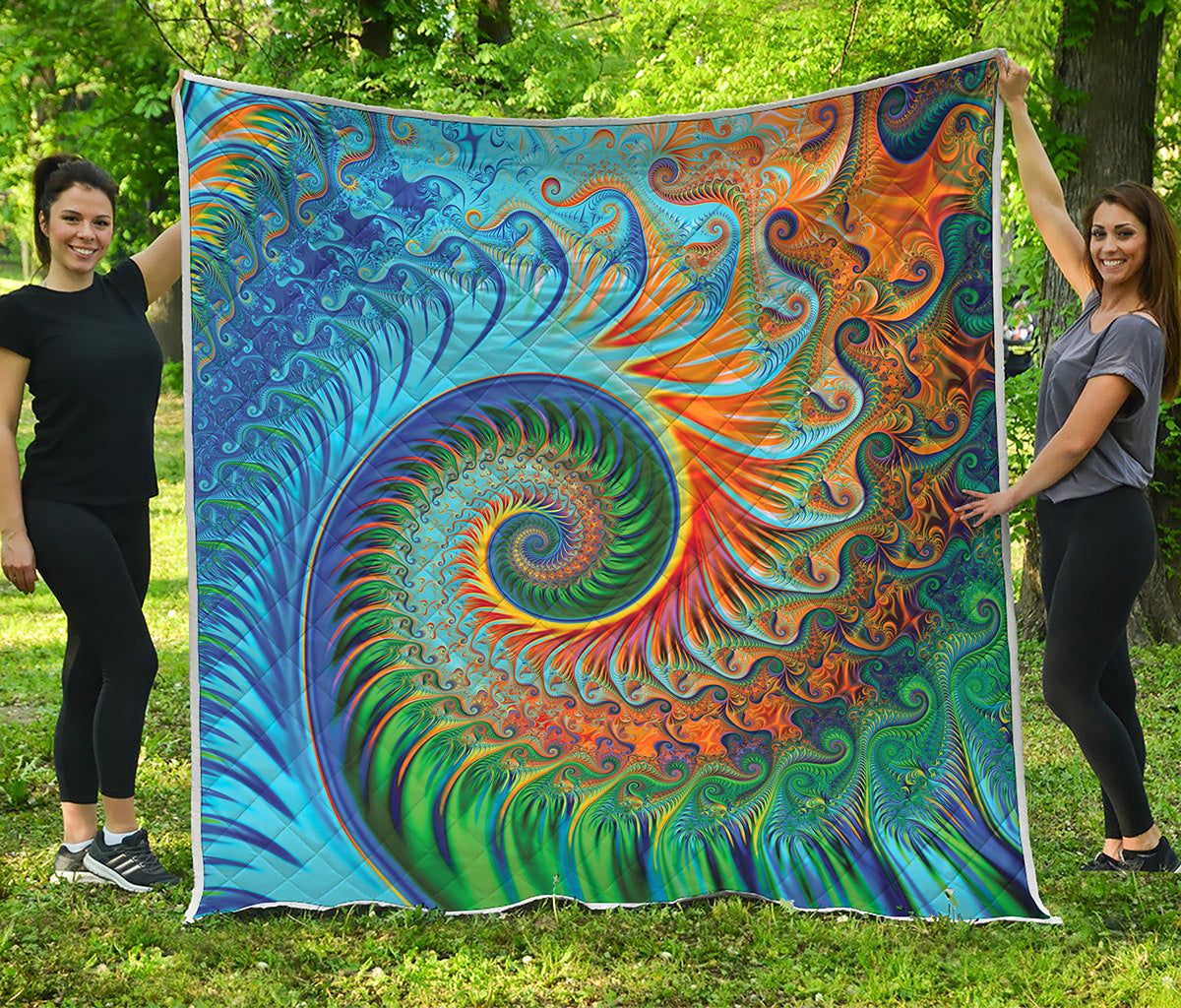 Trippy Fractal Print Quilt