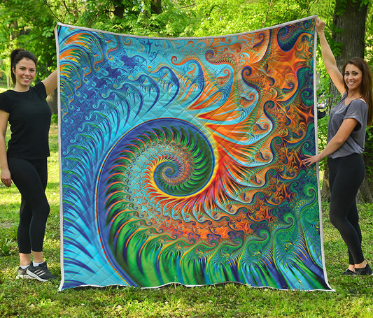 Trippy Fractal Print Quilt