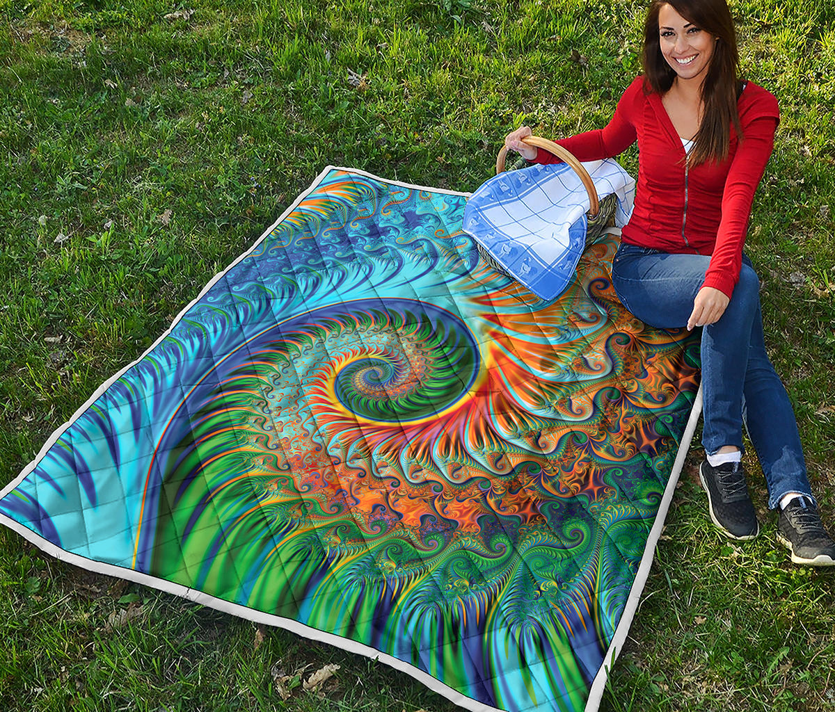 Trippy Fractal Print Quilt