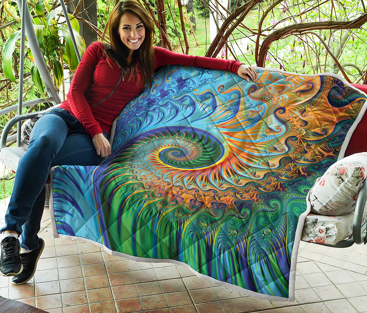 Trippy Fractal Print Quilt