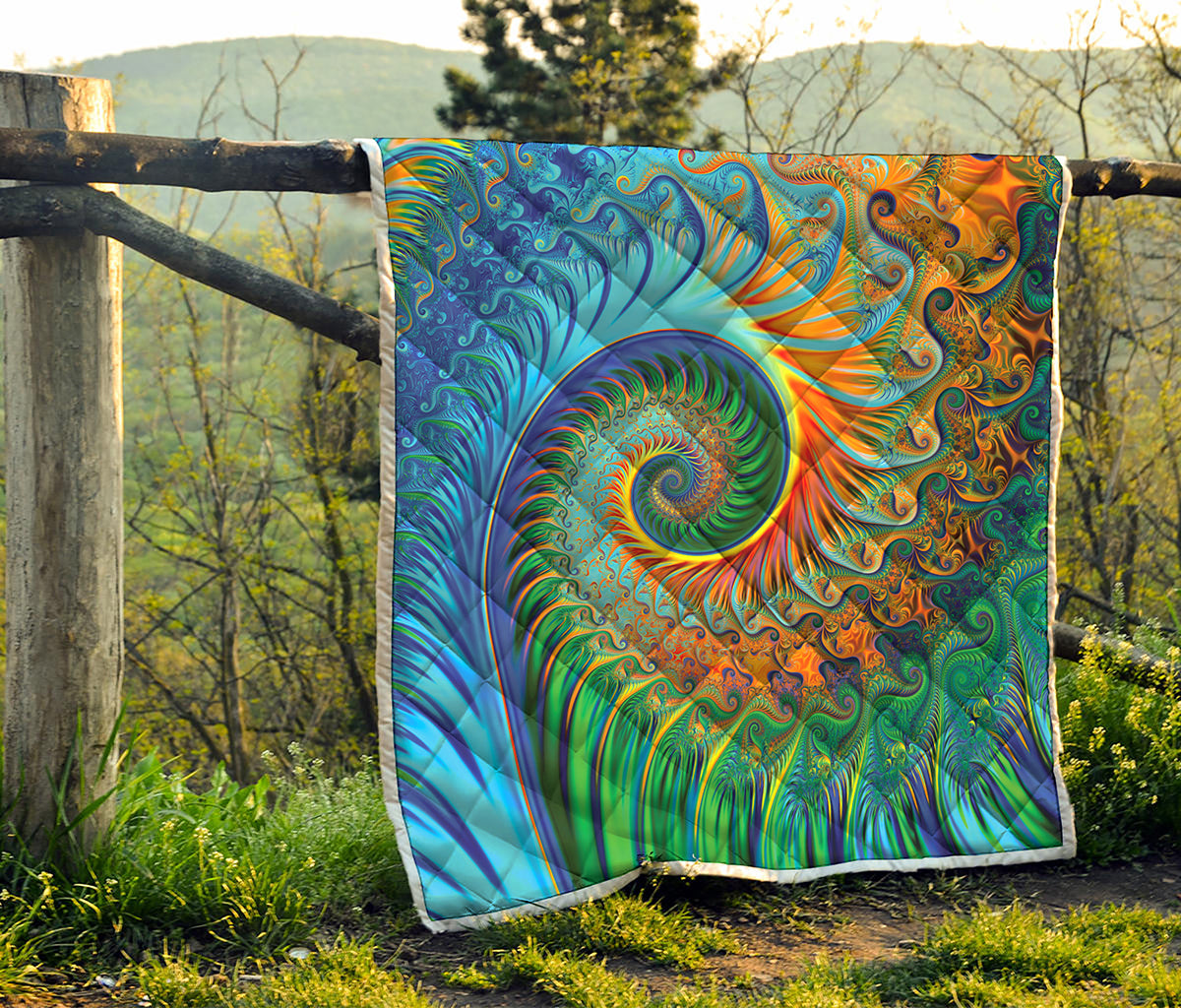 Trippy Fractal Print Quilt